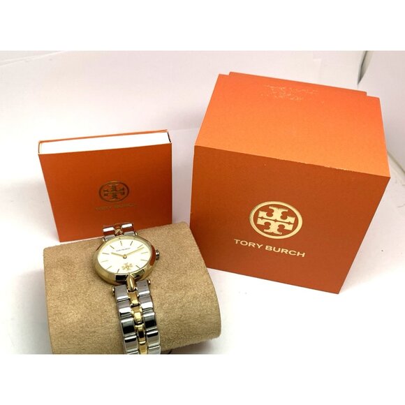 Tory Burch Women's Watch TBW2044 Kira Quartz Cream Dial Two Tone Steel 30mm - Picture 6 of 14